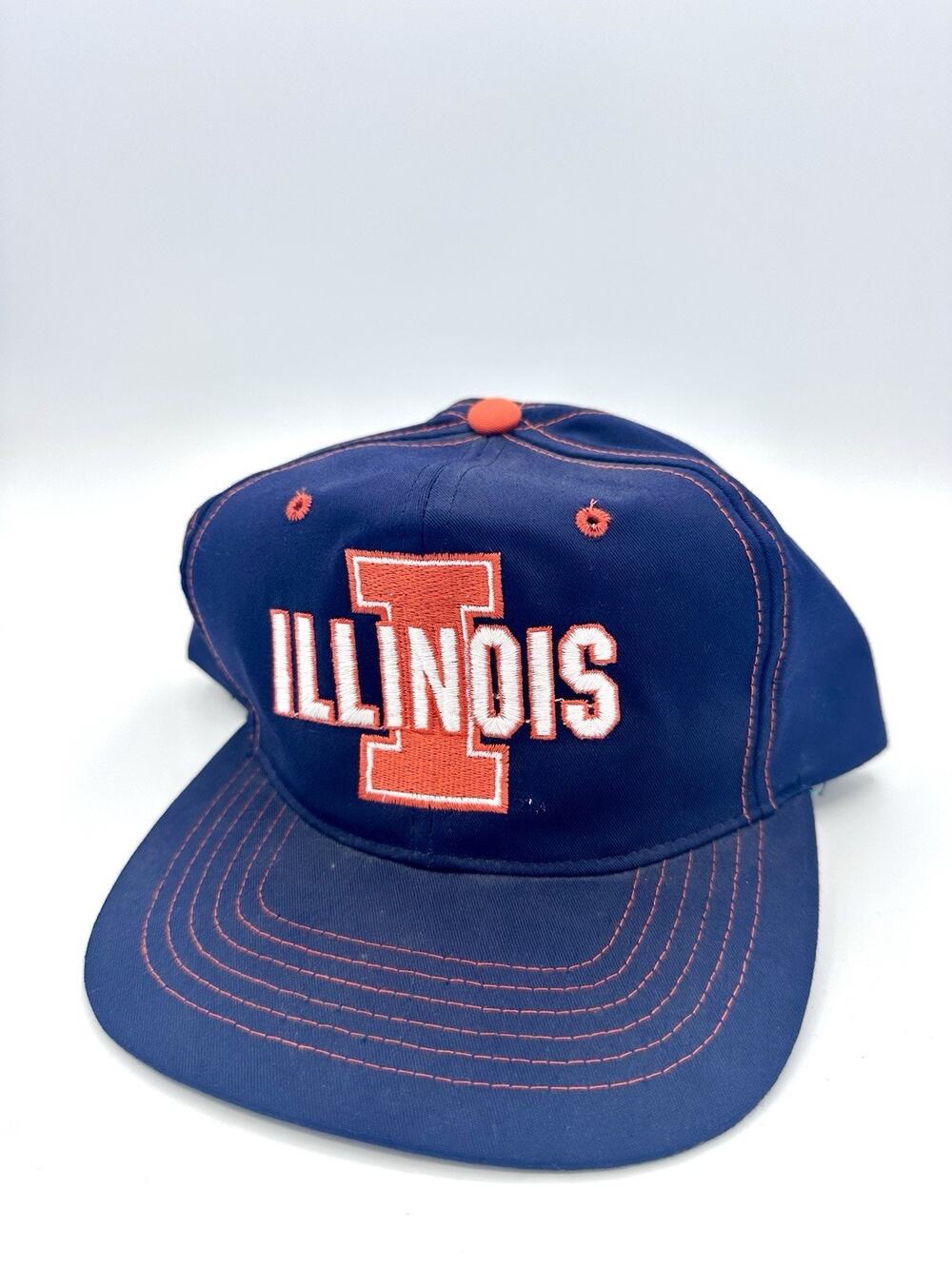 Vintage Annco Pro Model University Of Illinois Snapback Hat Plain Logo Licensed